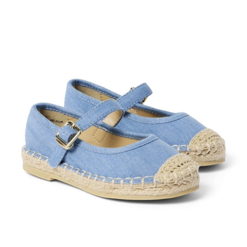 Janie and Jack Light Blue Espadrille Mary Jane Sandals